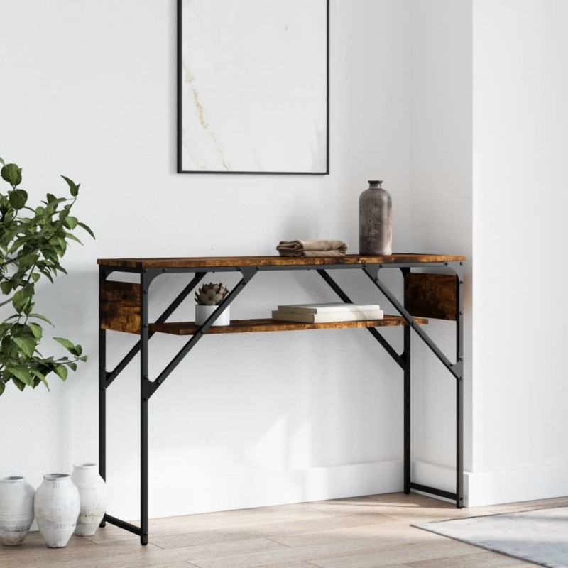 vidaXL Konsolentisch mit Ablage Räuchereiche 105x30x75cm Holzwerkstoff vidaXL Konsolentisch mit Ablage Räuchereiche 105x30x75cm Holzwerkstoff