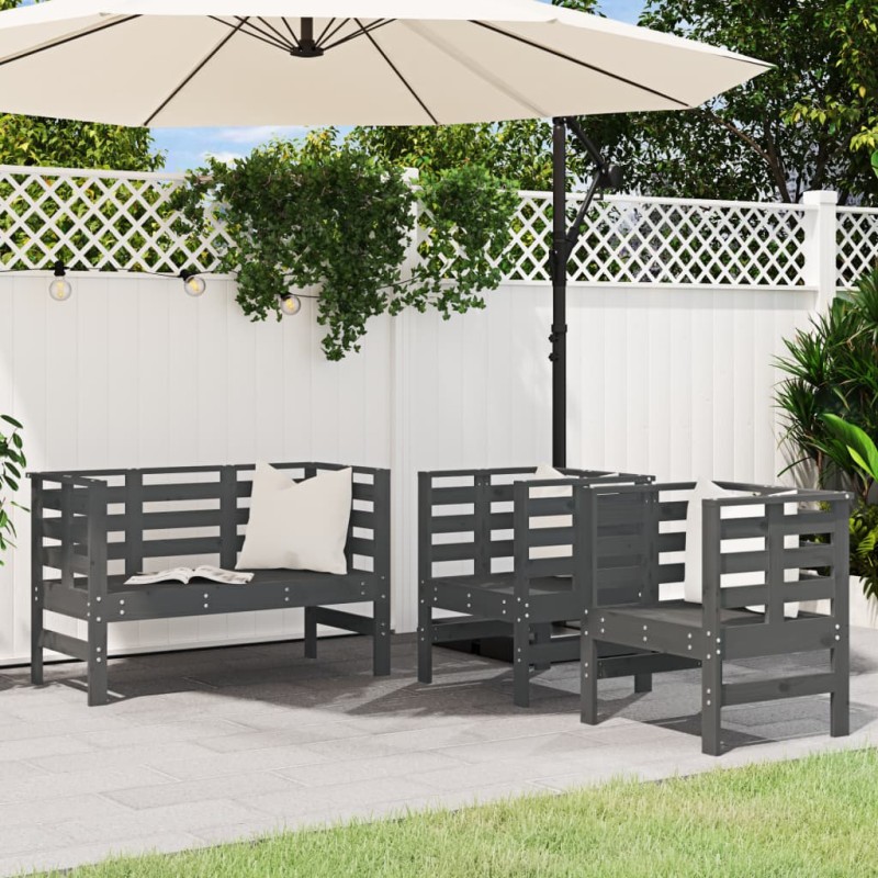 vidaXL 3-tlg. Garten-Lounge-Set Grau Massivholz Kiefer vidaXL 3-tlg. Garten-Lounge-Set Grau Massivholz Kiefer