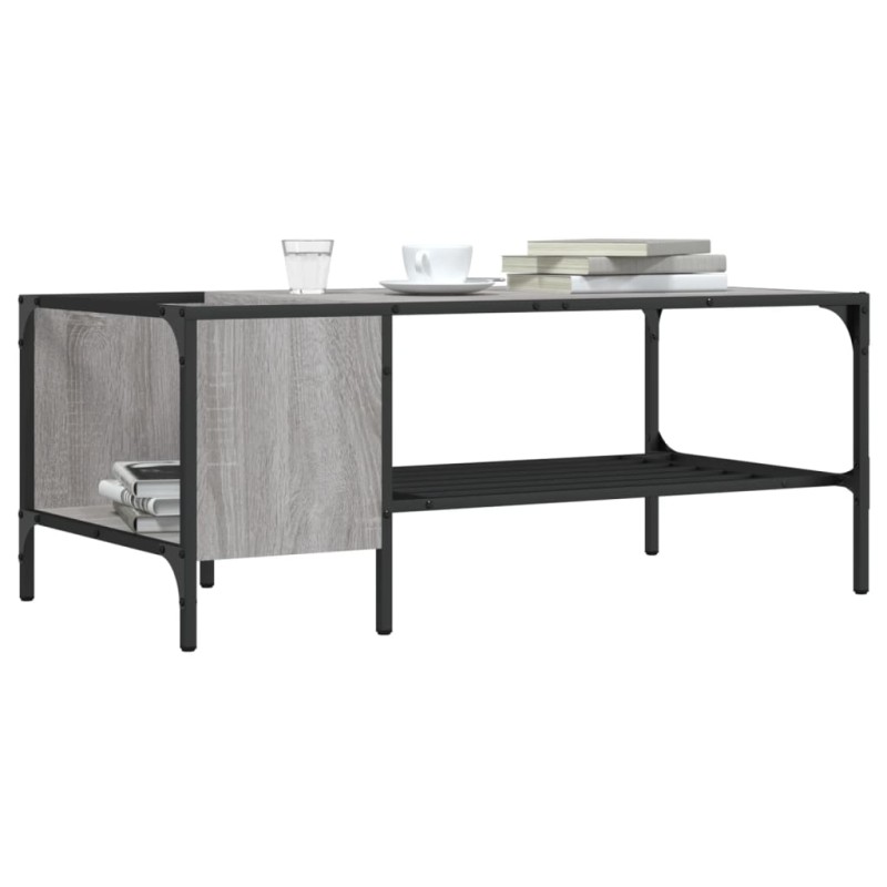 vidaXL Couchtisch mit Regal Grau Sonoma 100x51x40 cm Holzwerkstoff vidaXL Couchtisch mit Regal Grau Sonoma 100x51x40 cm Holzwerkstoff