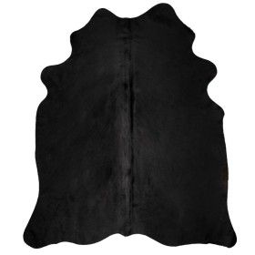 vidaXL Teppich Echtes Rindsleder Schwarz 180x220 cm