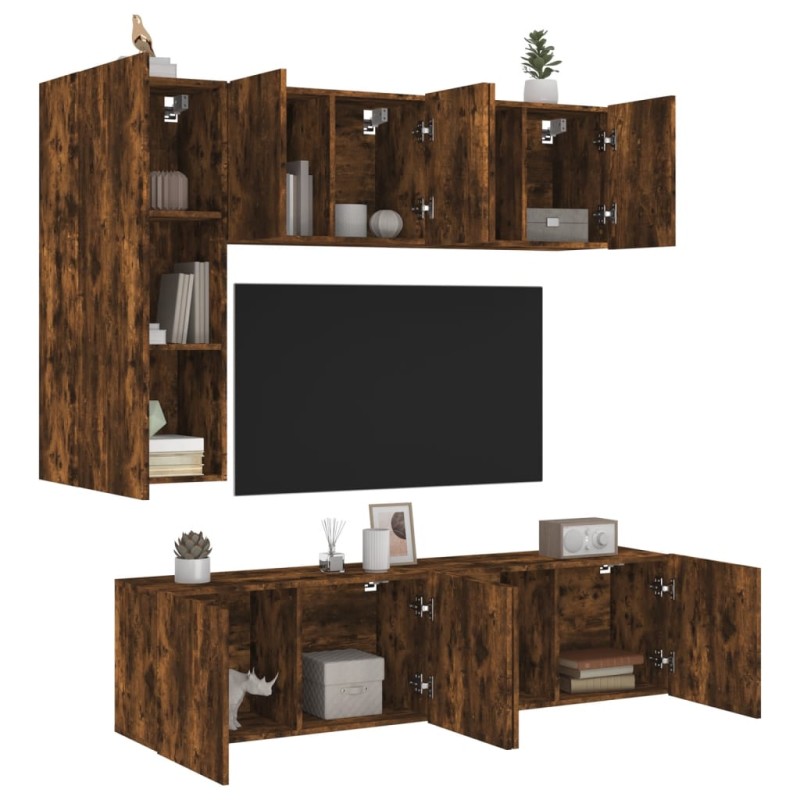 vidaXL 5-tlg. Wohnwand Räuchereiche Holzwerkstoff vidaXL 5-tlg. Wohnwand Räuchereiche Holzwerkstoff
