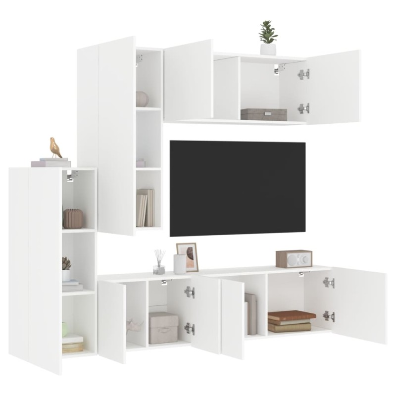 vidaXL 5-tlg. Wohnwand Weiß Holzwerkstoff vidaXL 5-tlg. Wohnwand Weiß Holzwerkstoff