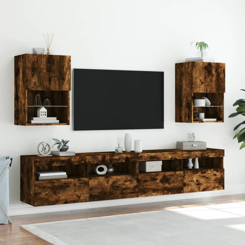 vidaXL TV-Schränke mit LED-Leuchten 2 Stk. Räuchereiche 40,5x30x60 cm vidaXL TV-Schränke mit LED-Leuchten 2 Stk. Räuchereiche 40,5x30x60 cm