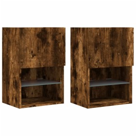 vidaXL TV-Schränke mit LED-Leuchten 2 Stk. Räuchereiche 40,5x30x60 cm