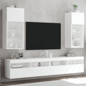 vidaXL TV-Schränke mit LED-Leuchten 2 Stk. Weiß 40,5x30x90 cm