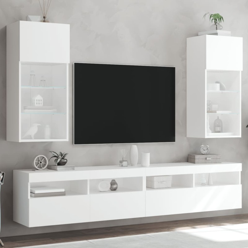 vidaXL TV-Schränke mit LED-Leuchten 2 Stk. Weiß 40,5x30x90 cm vidaXL TV-Schränke mit LED-Leuchten 2 Stk. Weiß 40,5x30x90 cm
