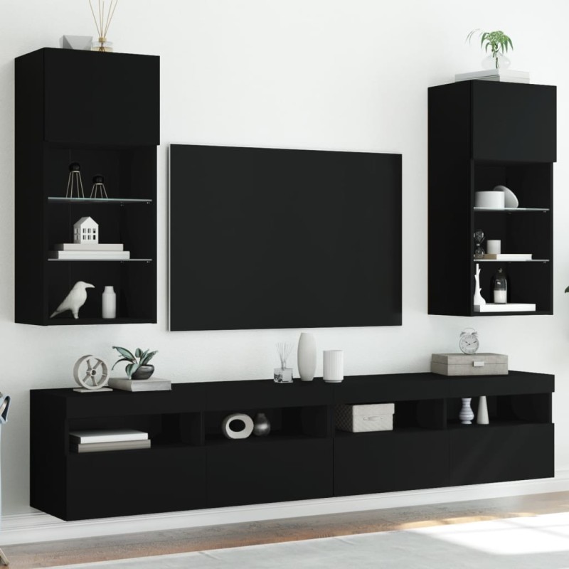 vidaXL TV-Schränke mit LED-Leuchten 2 Stk. Schwarz 40,5x30x90 cm vidaXL TV-Schränke mit LED-Leuchten 2 Stk. Schwarz 40,5x30x90 cm
