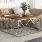 vidaXL Couchtisch Silbern Edelstahl und Massivholz vidaXL Couchtisch Silbern Edelstahl und Massivholz