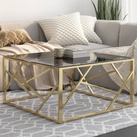 vidaXL Couchtisch Golden Edelstahl und Hartglas