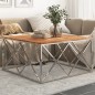 vidaXL Couchtisch Silbern Edelstahl und Massivholz Akazie vidaXL Couchtisch Silbern Edelstahl und Massivholz Akazie