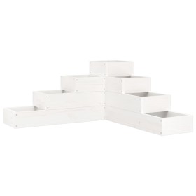 vidaXL Pflanzentreppe 4 Stufen 80,5x79x36 cm Weiß Massivholz Kiefer