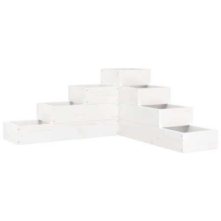 vidaXL Pflanzentreppe 4 Stufen 80,5x79x36 cm Weiß Massivholz Kiefer
