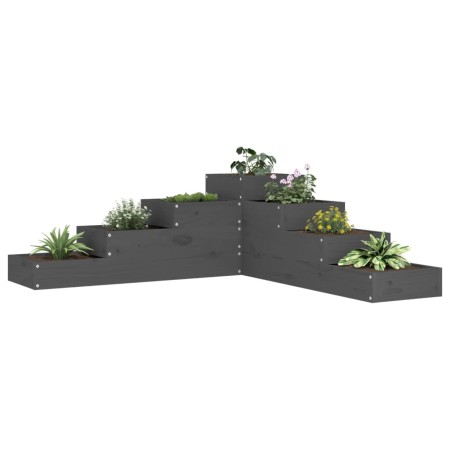 vidaXL Pflanzentreppe 4 Stufen 106x104,5x36 cm Grau Massivholz Kiefer