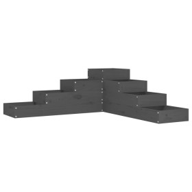 vidaXL Pflanzentreppe 4 Stufen 106x104,5x36 cm Grau Massivholz Kiefer
