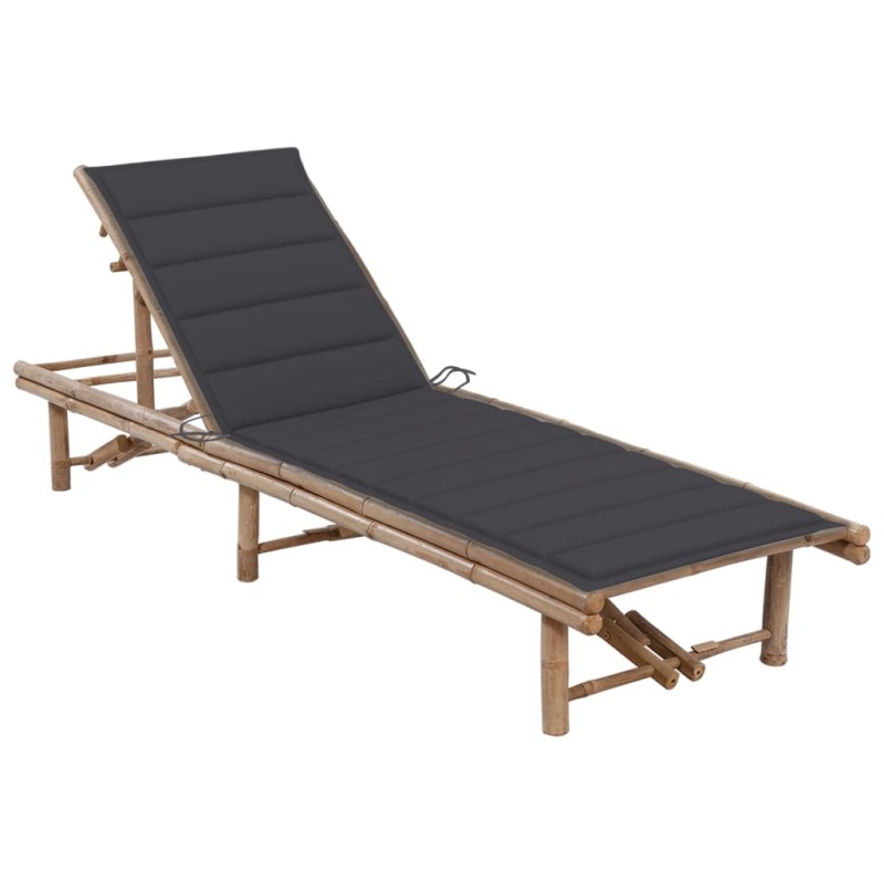 vidaXL Garten-Sonnenliege mit Auflage Bambus vidaXL Garten-Sonnenliege mit Auflage Bambus