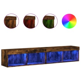 vidaXL TV-Schränke mit LED-Leuchten 2 Stk. Räuchereiche 80x30x30 cm