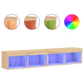 vidaXL TV-Schränke mit LED-Leuchten 2 Stk. Sonoma-Eiche 80x30x30 cm