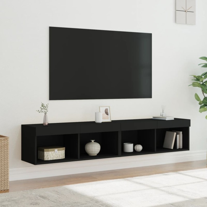 vidaXL TV-Schränke mit LED-Leuchten 2 Stk. Schwarz 80x30x30 cm vidaXL TV-Schränke mit LED-Leuchten 2 Stk. Schwarz 80x30x30 cm