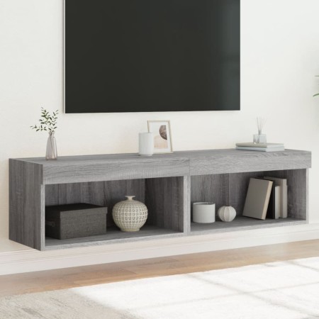 vidaXL TV-Schränke mit LED-Leuchten 2 Stk. Grau Sonoma 60x30x30 cm