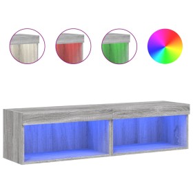 vidaXL TV-Schränke mit LED-Leuchten 2 Stk. Grau Sonoma 60x30x30 cm