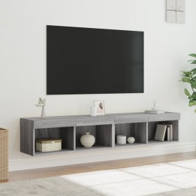 vidaXL TV-Schränke mit LED-Leuchten 2 Stk. Grau Sonoma 80x30x30 cm