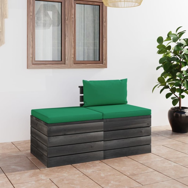 2-tlg. Garten-Sofagarnitur aus Paletten mit Kissen Kiefernholz 2-tlg. Garten-Sofagarnitur aus Paletten mit Kissen Kiefernholz