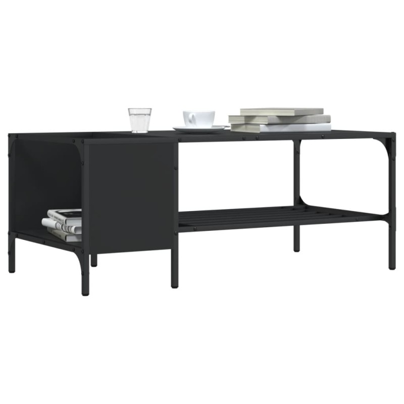 vidaXL Couchtisch mit Regal Schwarz 100x51x40 cm Holzwerkstoff vidaXL Couchtisch mit Regal Schwarz 100x51x40 cm Holzwerkstoff