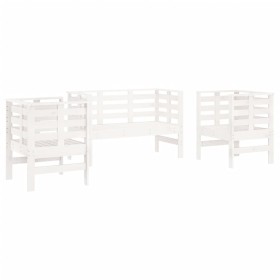 vidaXL 3-tlg. Garten-Lounge-Set Weiß Massivholz Kiefer