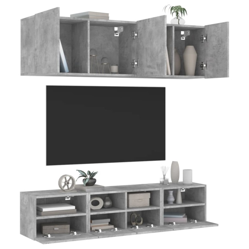 vidaXL 5-tlg. Wohnwand Betongrau Holzwerkstoff vidaXL 5-tlg. Wohnwand Betongrau Holzwerkstoff