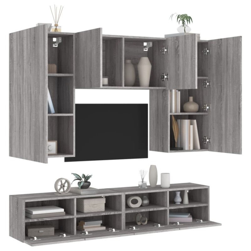 vidaXL 5-tlg. Wohnwand Grau Sonoma Holzwerkstoff vidaXL 5-tlg. Wohnwand Grau Sonoma Holzwerkstoff