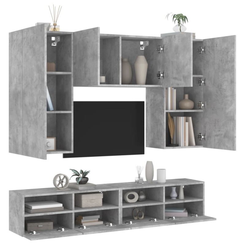 vidaXL 5-tlg. Wohnwand Betongrau Holzwerkstoff vidaXL 5-tlg. Wohnwand Betongrau Holzwerkstoff