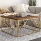 vidaXL Couchtisch Golden Edelstahl und Massivholz vidaXL Couchtisch Golden Edelstahl und Massivholz