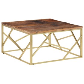 vidaXL Couchtisch Golden Edelstahl und Massivholz