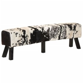 vidaXL Sitzbank Schwarz und Weiß 160x28x50 cm Echtes Ziegenleder