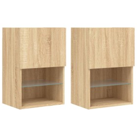 vidaXL TV-Schränke mit LED-Leuchten 2 Stk. Sonoma-Eiche 40,5x30x60 cm