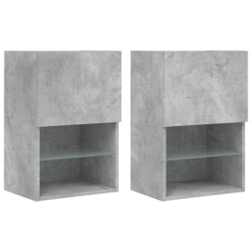 vidaXL TV-Schränke mit LED-Leuchten 2 Stk. Betongrau 40,5x30x60 cm