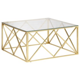 vidaXL Couchtisch Golden Edelstahl und Hartglas
