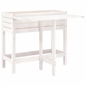 vidaXL Pflanzkasten mit Klappbarer Tischplatte Weiß Massivholz Kiefer