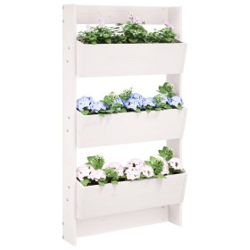 vidaXL Wand-Pflanzkübel mit 3 Fächern 60x18,5x110 cm Weiß Kiefernholz