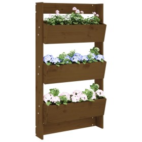 vidaXL Wand-Pflanzkübel mit 3 Fächern 60x18,5x110 cm Honigbraun Holz