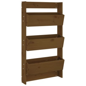 vidaXL Wand-Pflanzkübel mit 3 Fächern 60x18,5x110 cm Honigbraun Holz