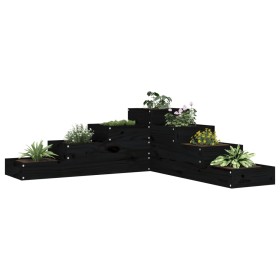 vidaXL Pflanzentreppe 4 Stufen 106x104,5x36 cm Schwarz Massivholz