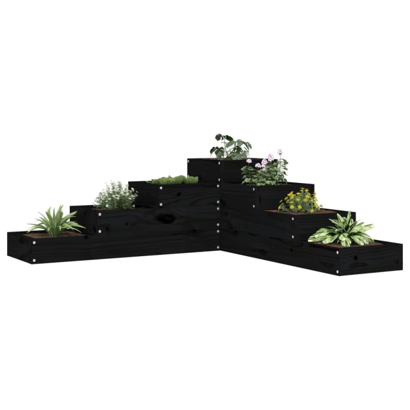 vidaXL Pflanzentreppe 4 Stufen 106x104,5x36 cm Schwarz Massivholz vidaXL Pflanzentreppe 4 Stufen 106x104,5x36 cm Schwarz Massivholz