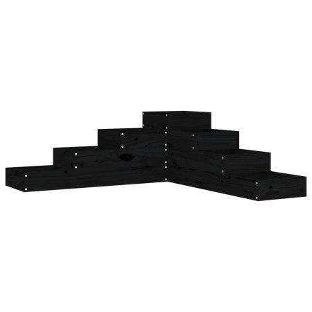 vidaXL Pflanzentreppe 4 Stufen 106x104,5x36 cm Schwarz Massivholz