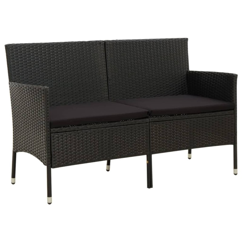 vidaXL Gartensofa 3-Sitzer mit Kissen Schwarz Poly Rattan vidaXL Gartensofa 3-Sitzer mit Kissen Schwarz Poly Rattan