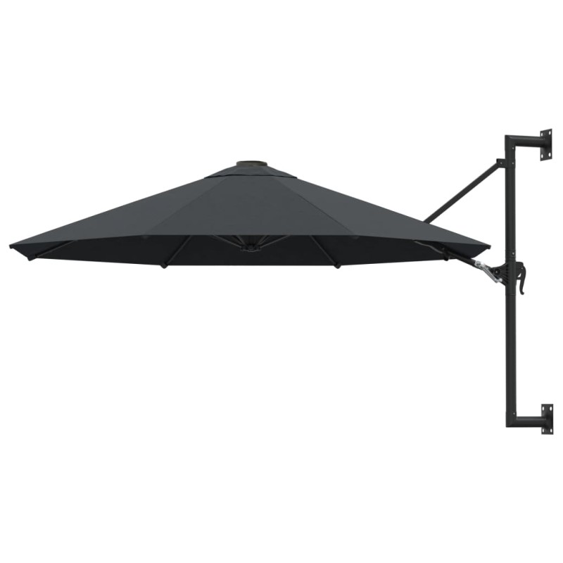 vidaXL Sonnenschirm Wandmontage mit Metallmast 300 cm Anthrazit vidaXL Sonnenschirm Wandmontage mit Metallmast 300 cm Anthrazit