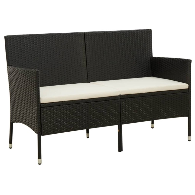 vidaXL Gartensofa 3-Sitzer mit Kissen Schwarz Poly Rattan vidaXL Gartensofa 3-Sitzer mit Kissen Schwarz Poly Rattan