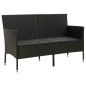 vidaXL Gartensofa 3-Sitzer mit Kissen Schwarz Poly Rattan vidaXL Gartensofa 3-Sitzer mit Kissen Schwarz Poly Rattan