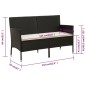 vidaXL Gartensofa 3-Sitzer mit Kissen Schwarz Poly Rattan vidaXL Gartensofa 3-Sitzer mit Kissen Schwarz Poly Rattan