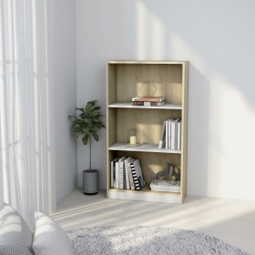 vidaXL Bücherregal 3 Fächer Weiß&Sonoma-Eiche 60x24x109 Holzwerkstoff